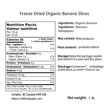 Freeze-Dried Organic Banana Slices 1 lb - Ready to Eat Healthy Snacks