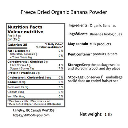 Freeze-Dried Organic Banana Powders 1 lb