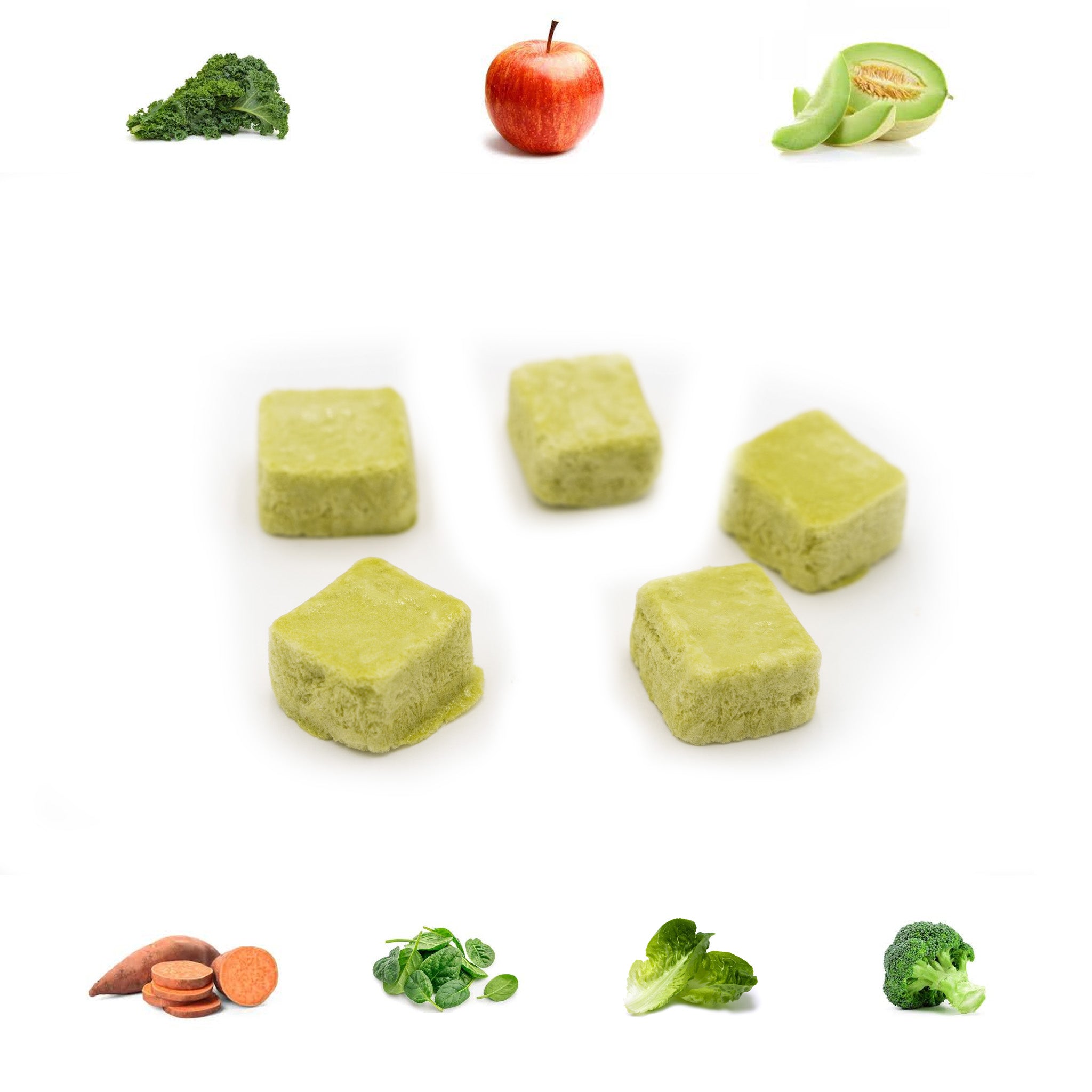 Freeze-Dried Fruit & Veggie Cubes (Kale) | Made with Real Kale, Apple, Honeydew Melon, Broccoli, Lettuce, Spinach, Sweet Potato