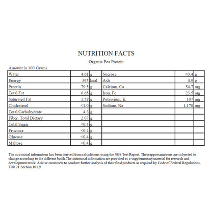 Organic Pea Protein 1 lb - 80% Protein