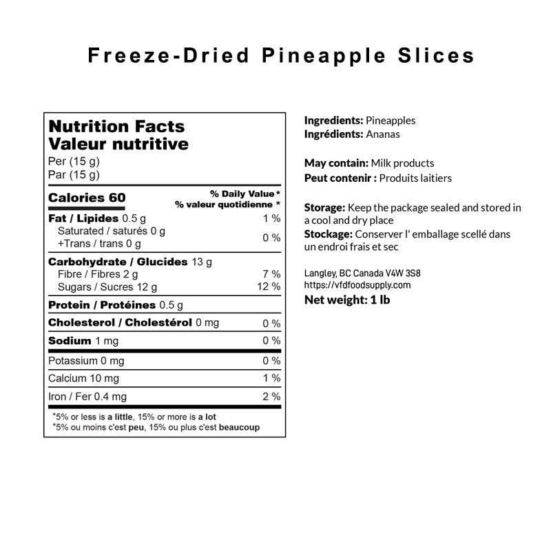 Freeze-Dried Pineapple Sliced - Pineapple Slices for Snacking - School Meals - Camping Food