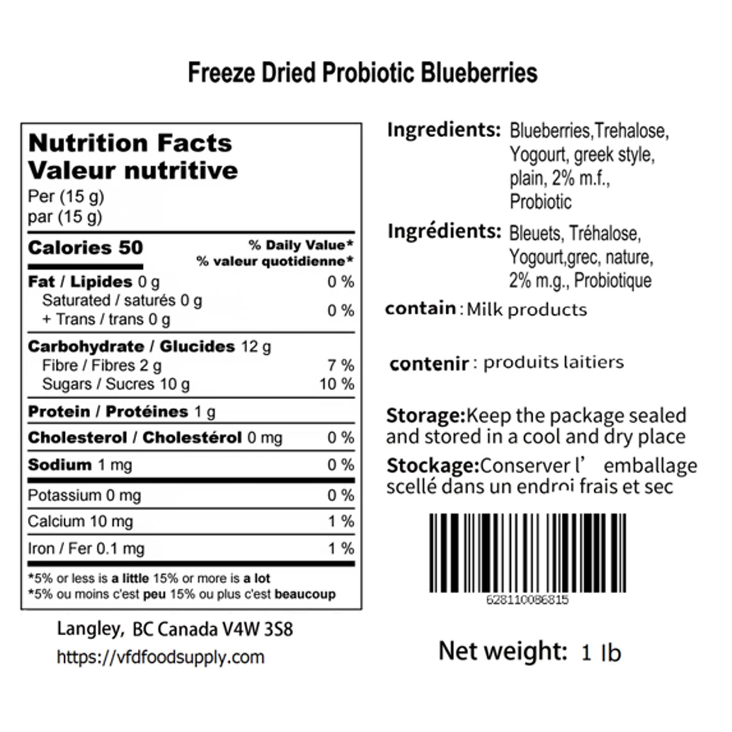 Freeze-Dried Probiotic Blueberries - Digestive Health - Healthy Snack