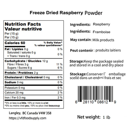 Freeze-Dried Raspberry Powder - No additives - Non GMO - Raspberry Powder Wholesale Canada - Raspberry Cookies - Raspberry Ice Cream