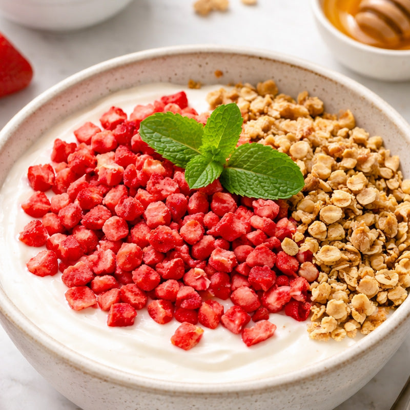 Freeze-Dried Strawberries (Diced) - No Sugar Added - Trail Mix - Bulk Baking & Chocolate Filling Ingredient