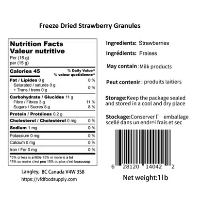 Freeze-Dried Strawberry Granules (No Sugar Added) - Strawberry Pieces - Strawberry Wholesale Canada - Strawberry Chocolate Trail Mix - Strawberry Granola