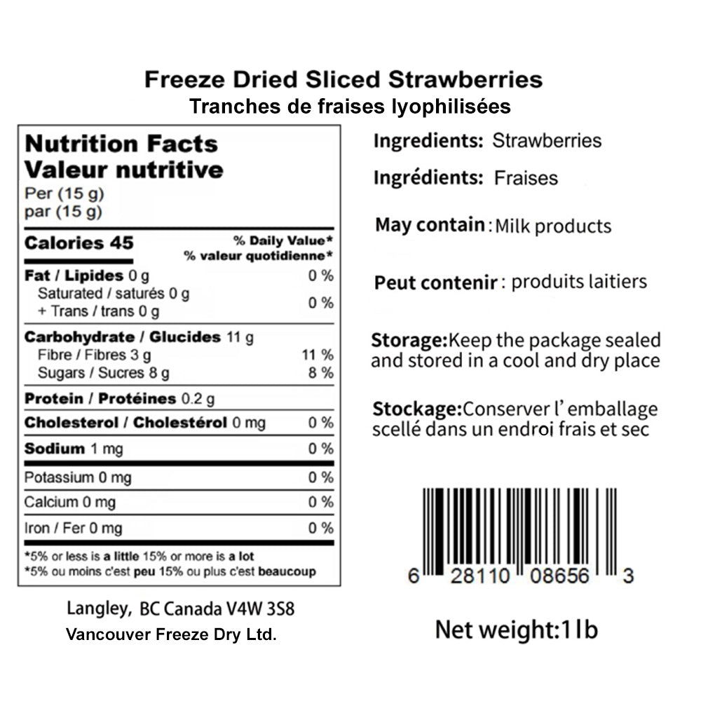Freeze-Dried Strawberries Sliced For Baking or Snacking - Ready to Eat - Family Size Freeze-Dried Strawberry Snack - Strawberry Cookies - Strawberry Cake
