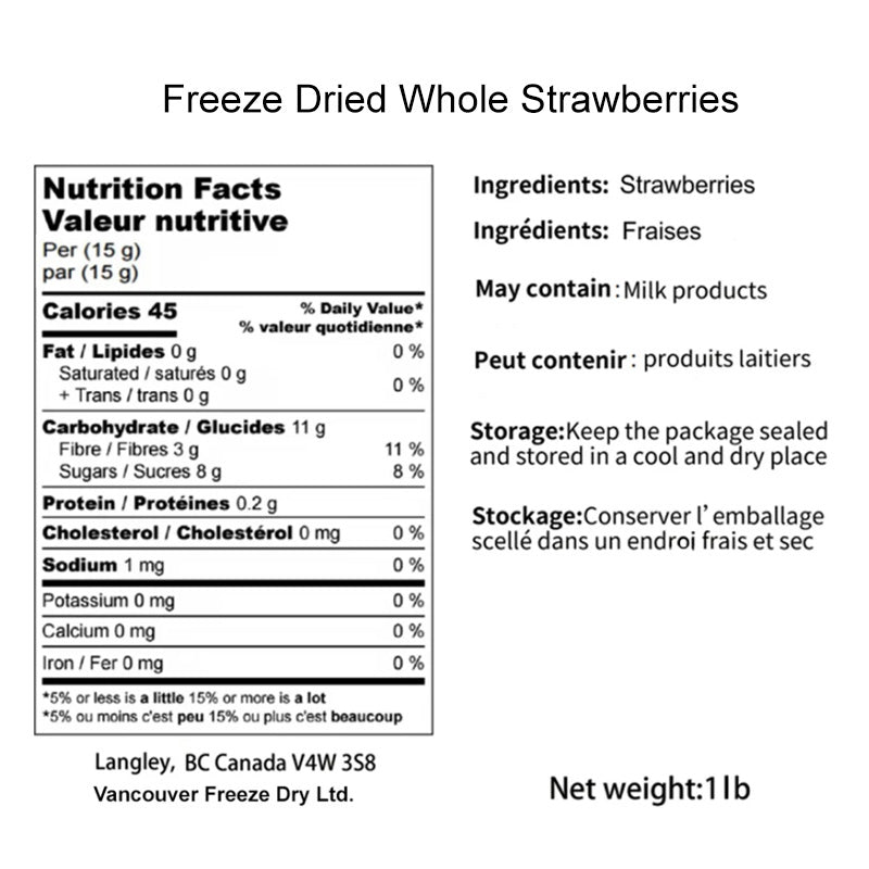 Freeze-Dried Whole Strawberries 1 lb