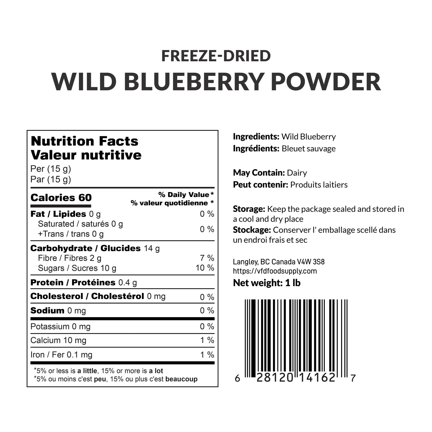 Freeze-Dried Wild Blueberry Powder 10:1 - No Additives - Non-GMO - 40 Mesh