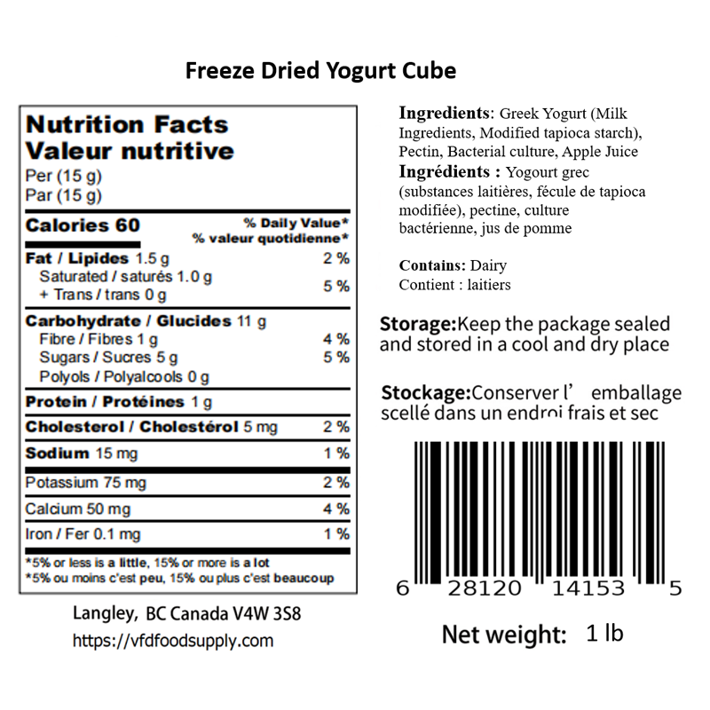 Freeze-Dried Yogurt Bites (Plain), 1 lb  - Made with Real Canadian Yogurt - No Sugar Added, 100% Natural