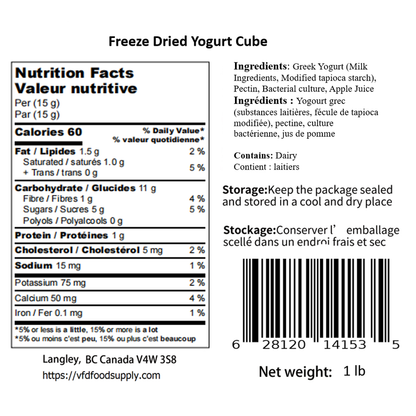 Freeze-Dried Yogurt Bites (Plain), 1 lb  - Made with Real Canadian Yogurt - No Sugar Added, 100% Natural